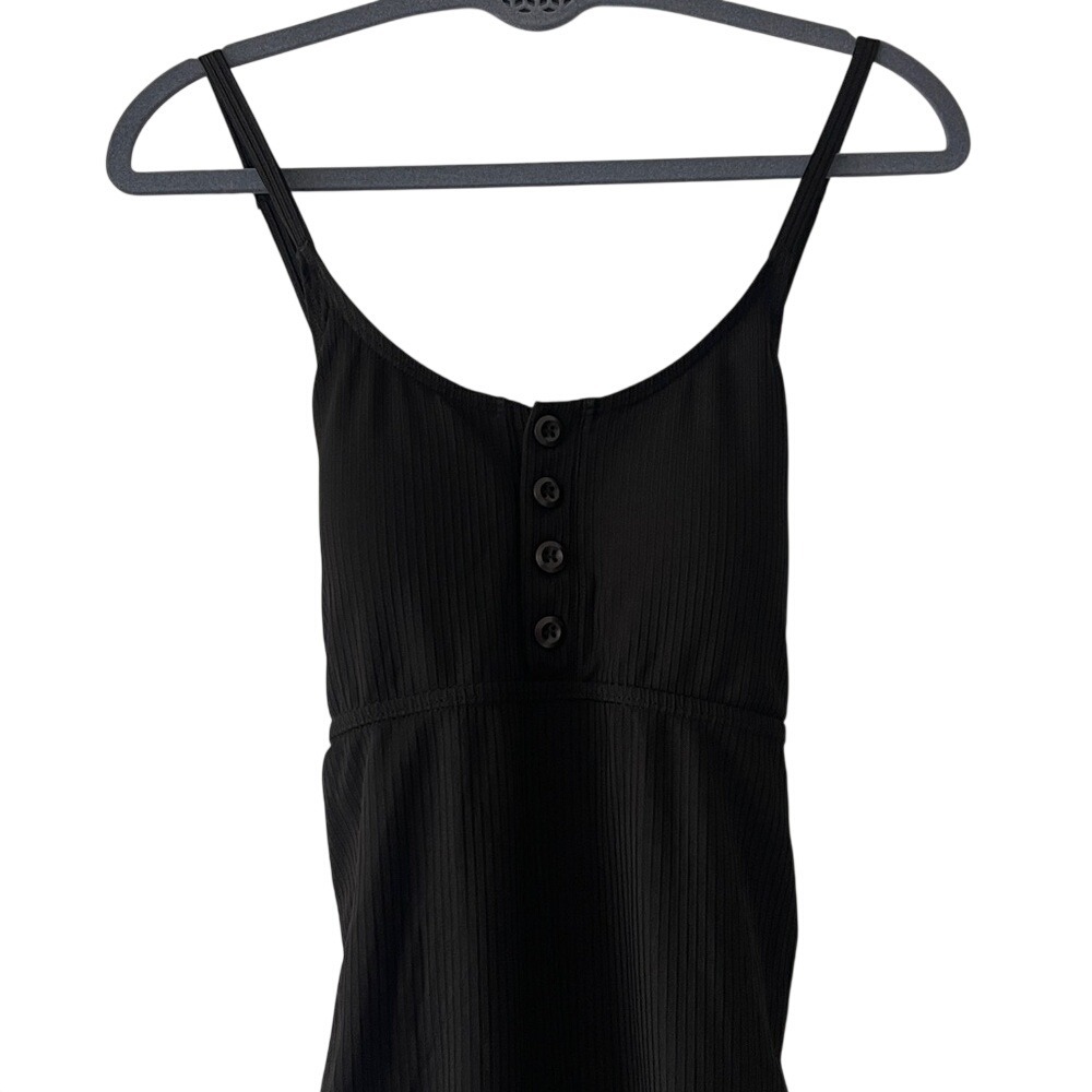 Summer Mae Black Ribbed One-Piece Swimsuit Large